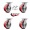 Service Caster 6 Inch Kingpinless Red Poly on Steel Wheel Swivel Caster Set with Swivel Lock SCC-KP30S620-PUR-RS-BSL-4 - alternate 2